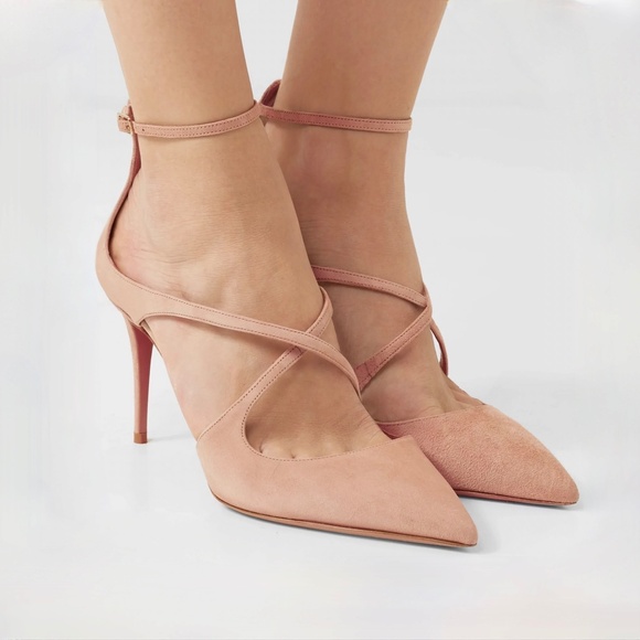 Aquazzura Pink Nude Suede Stiletto Pumps US8.5 - Picture 4 of 15